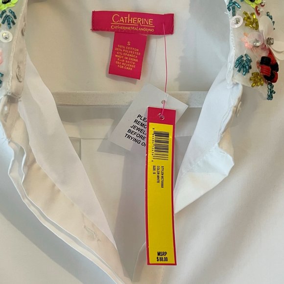 NEW! CATHERINE MALANDRINO Sleeveless Sequin Collar Top, Blouse, Size S - Picture 9 of 15